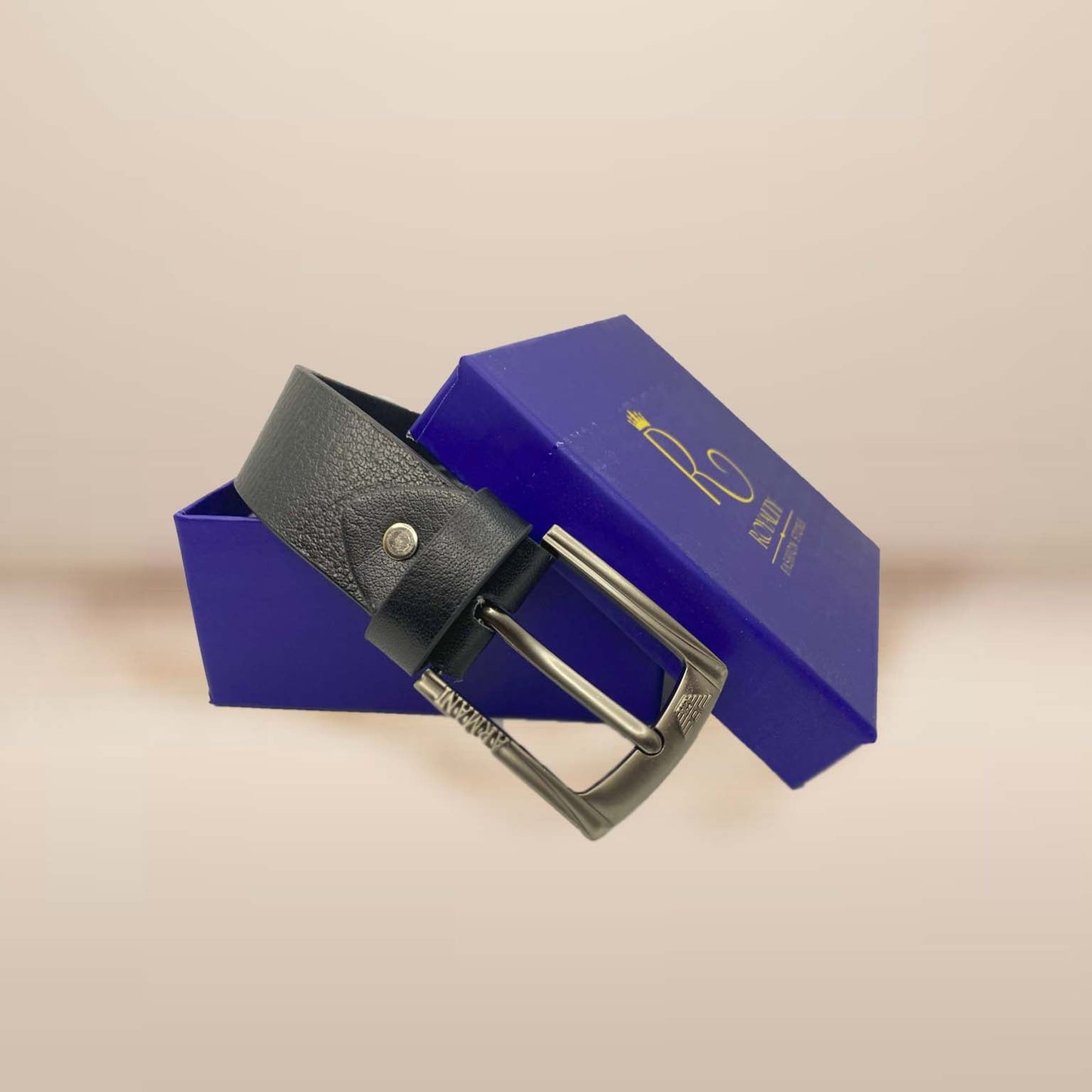 Armani Black Softy 100% Leather Belt Royalty Fashion Store