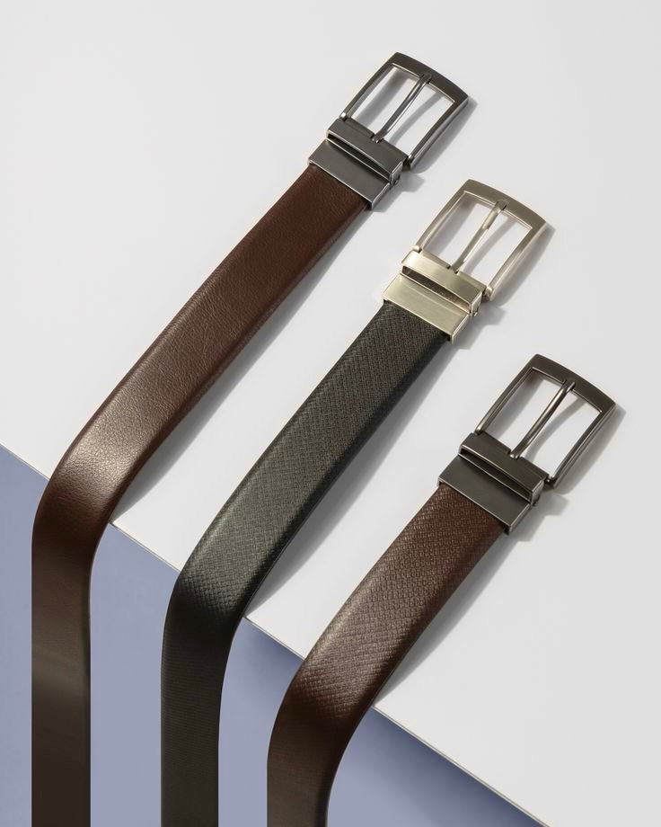 2-in-1 Reversible Leather Belt Needle Texture