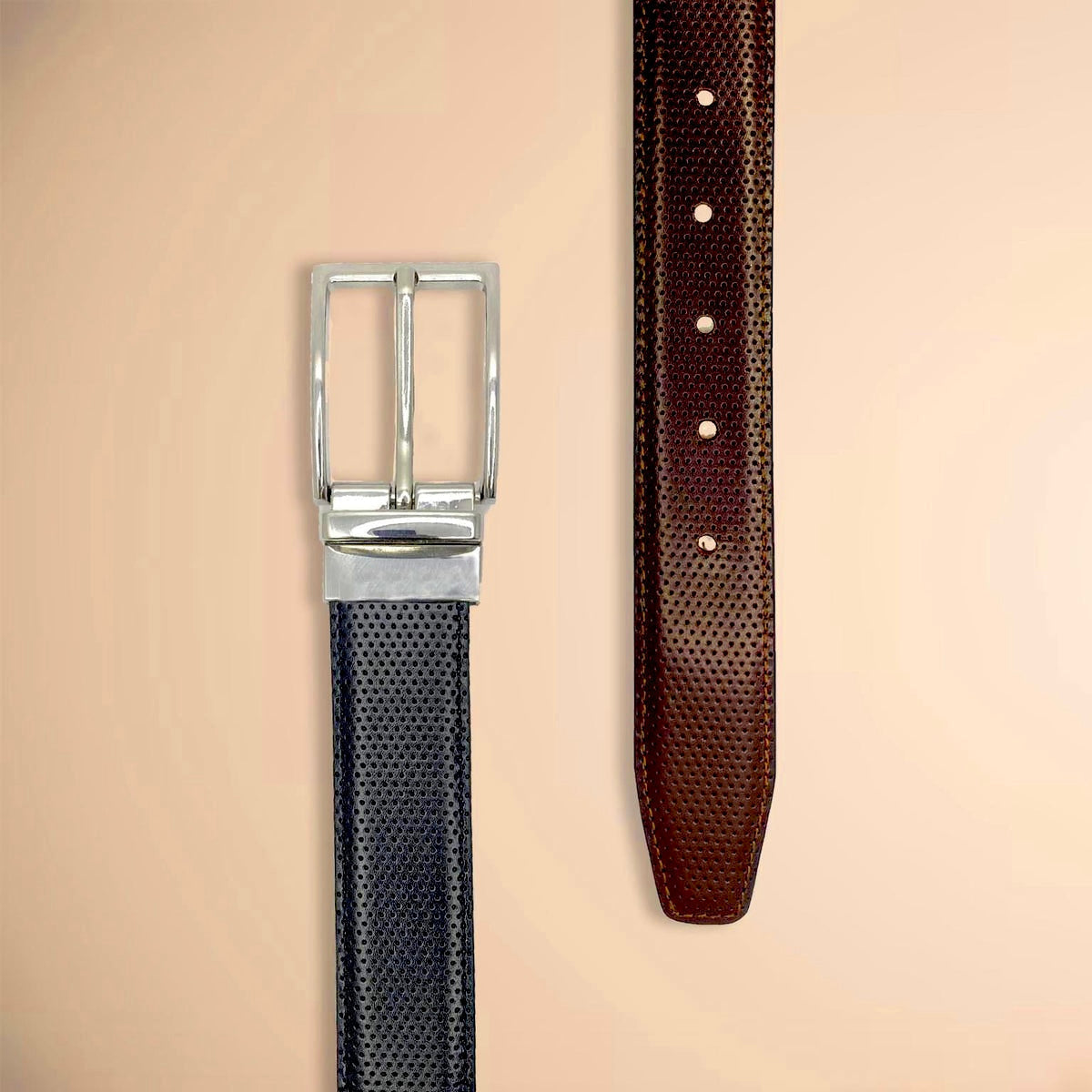 2-in-1 Reversible Leather Belt Needle Texture RoyaltyNow