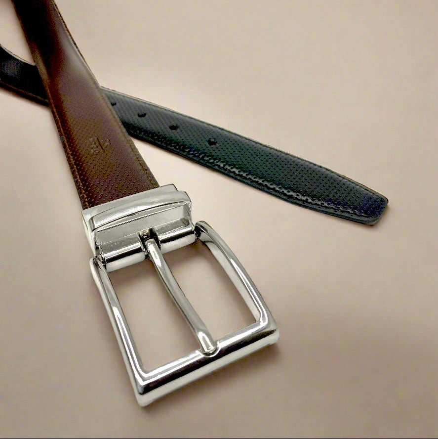 2-in-1 Reversible Leather Belt Needle Texture RoyaltyNow