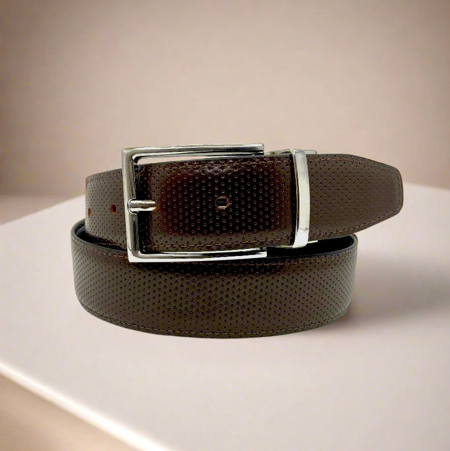 2-in-1 Reversible Leather Belt Needle Texture RoyaltyNow