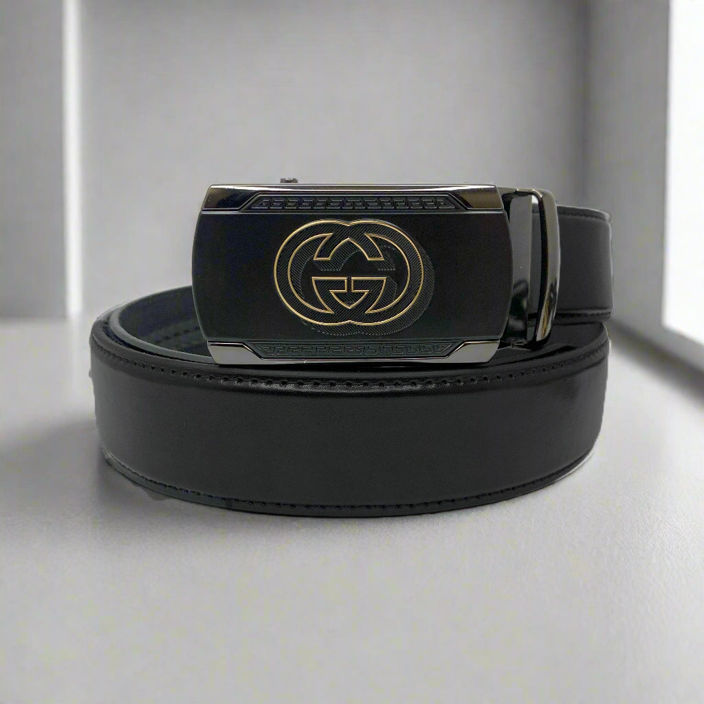 Brand Logo Men's Autolock Leather Belt - 1244 RoyaltyNow