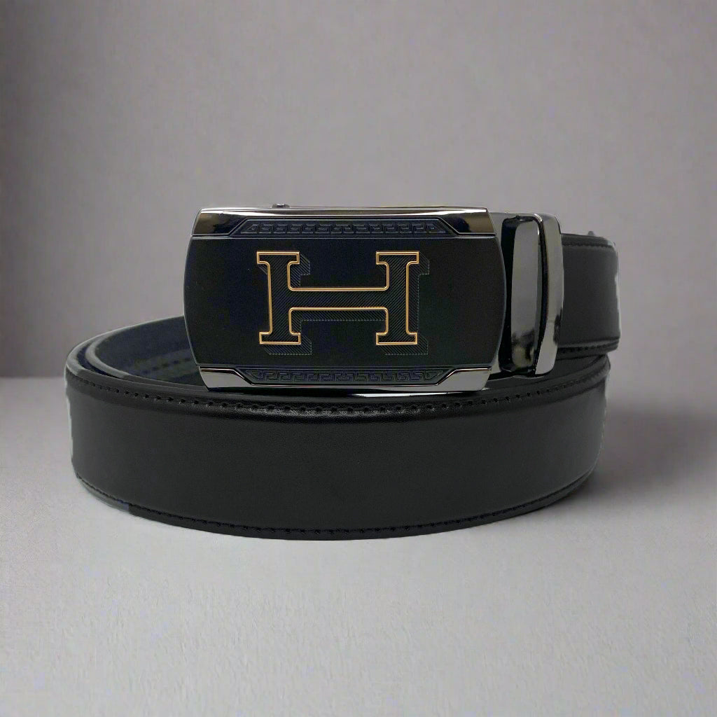 Brand Logo Men's Autolock Leather Belt - 1242 RoyaltyNow