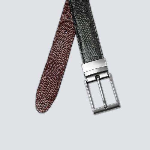 2 in 1 Reversible Leather Belt Snake Texture - RoyaltyNow