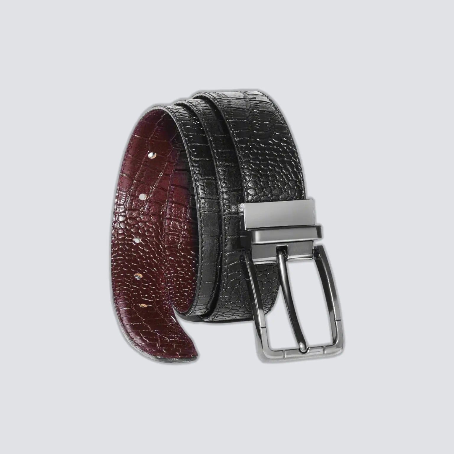 2-in-1 Reversible Leather Belt Crocodile Texture - RoyaltyNow