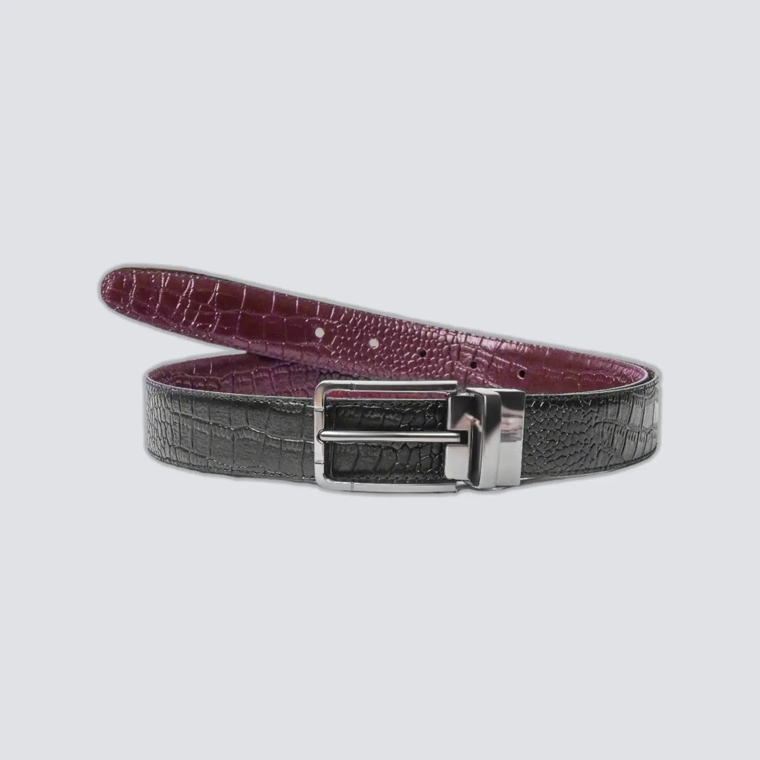 2-in-1 Reversible Leather Belt Crocodile Texture - RoyaltyNow