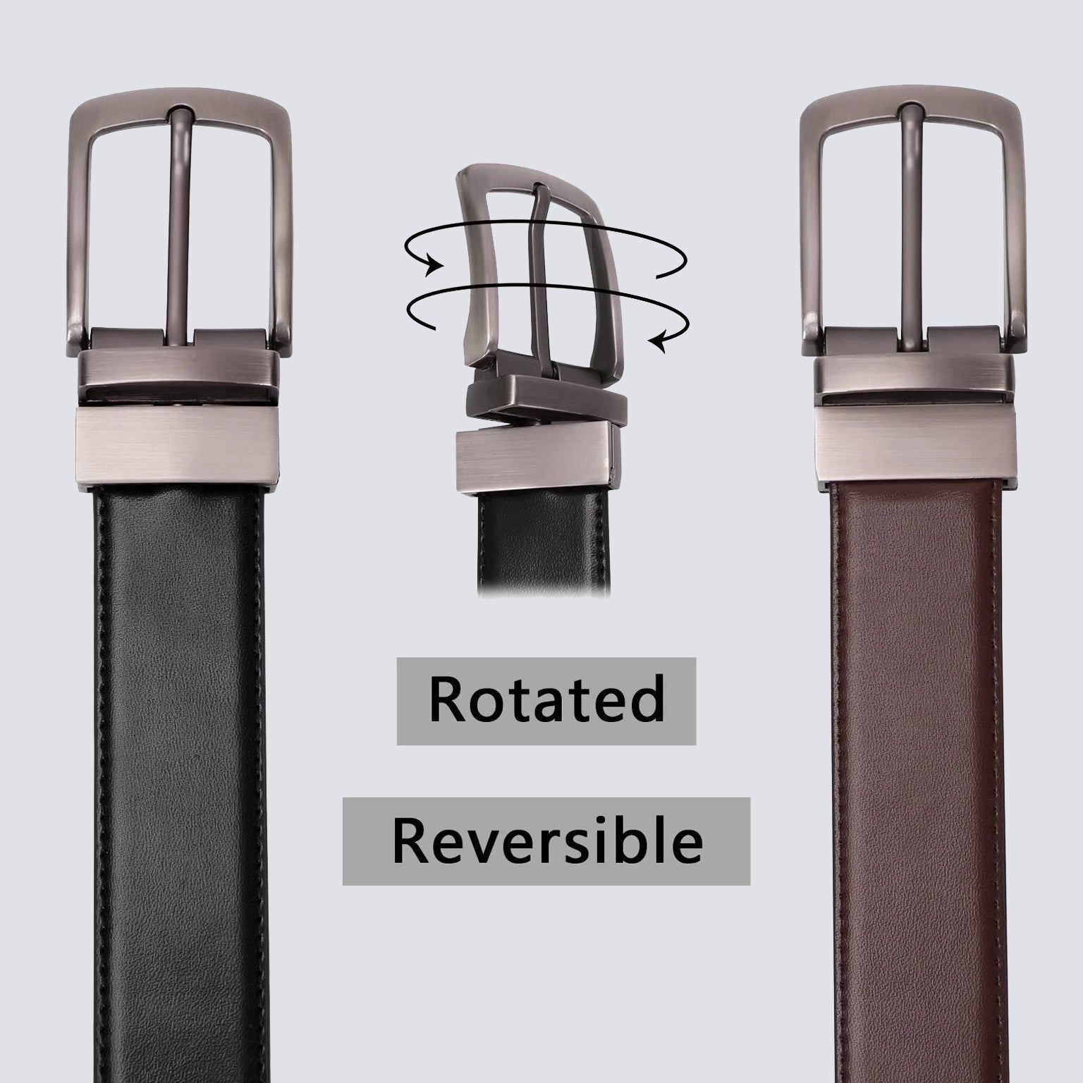 2-in-1 Reversible Leather Belt Pure Royalty Fashion Store