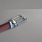 2-in-1 Reversible Leather Belt Chrome Buckle Royalty Fashion Store