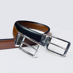 2-in-1 Reversible Leather Belt Chrome Buckle Royalty Fashion Store