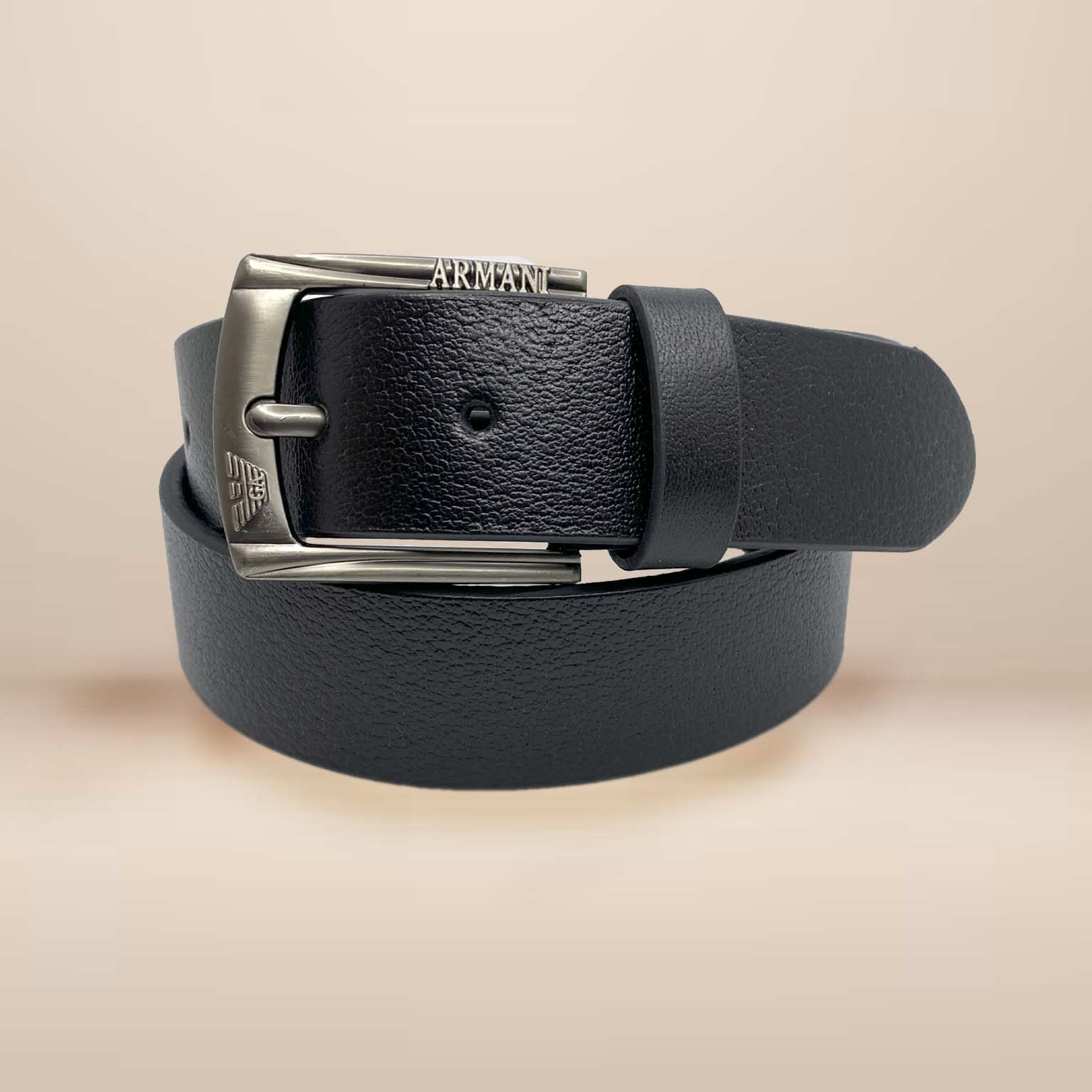 Armani Black Softy 100% Leather Belt Royalty Fashion Store