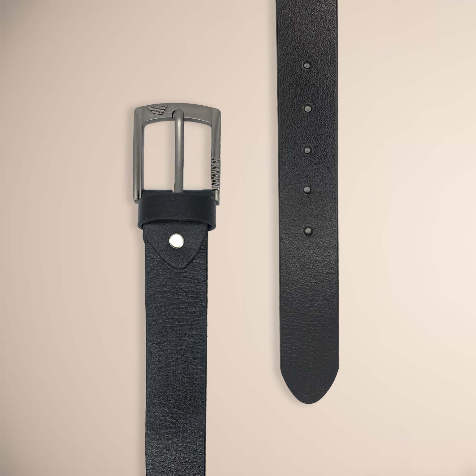 Armani Black Softy 100% Leather Belt Royalty Fashion Store