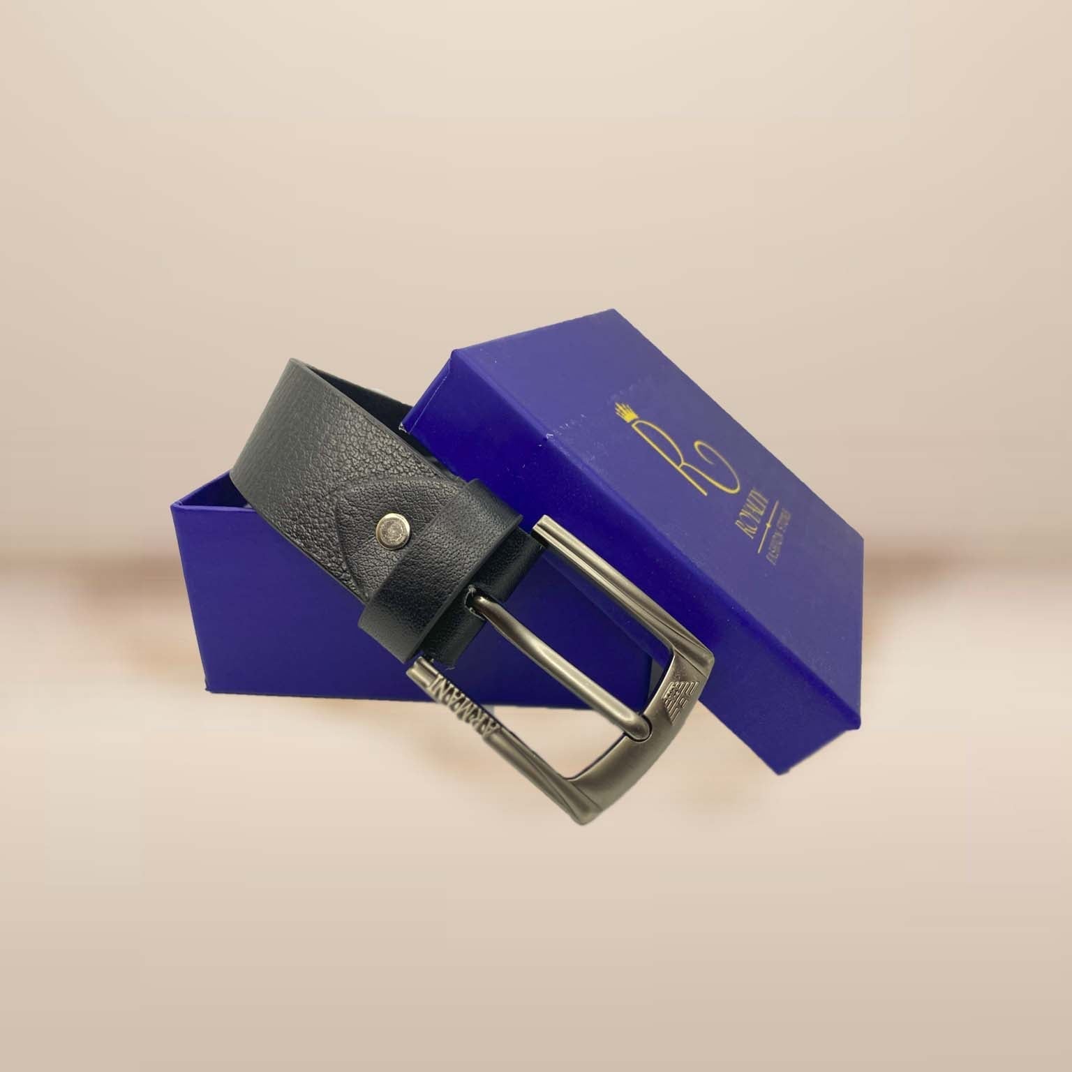 Armani Black Softy 100% Leather Belt Royalty Fashion Store