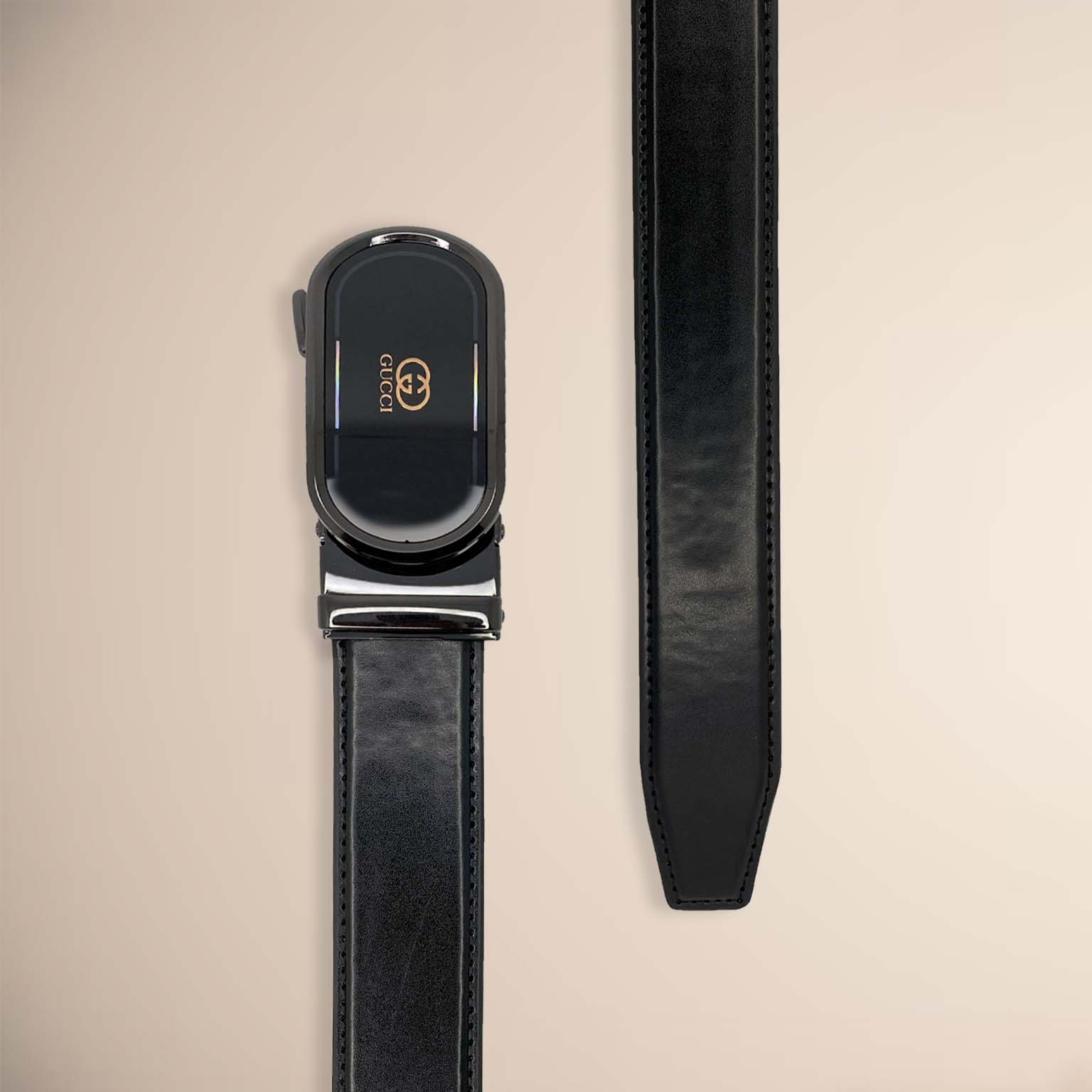 Brand Logo Men's Autolock Leather Belt Royalty Fashion Store