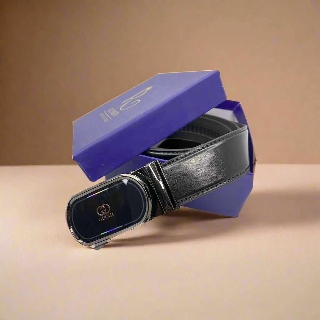 Brand Logo Men's Autolock Leather Belt Royalty Fashion Store