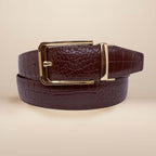 2-in-1 Reversible Leather Belt Crocodile Gold Royalty Fashion Store