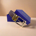 2-in-1 Reversible Leather Belt Crocodile Gold Royalty Fashion Store