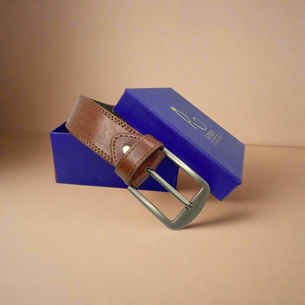 Brown Full Grain 100% Leather Belt Royalty Fashion Store