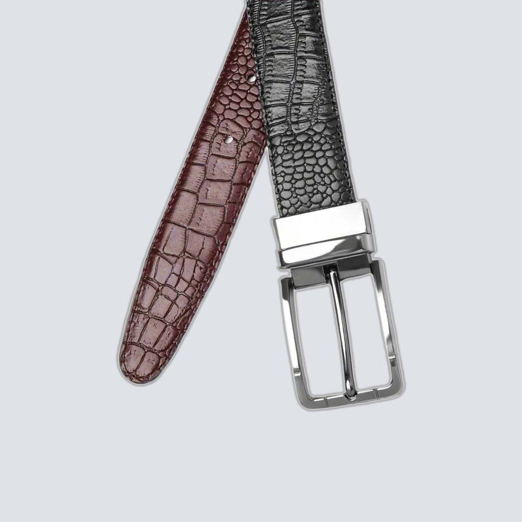 2-in-1 Reversible Leather Belt Crocodile Texture - RoyaltyNow