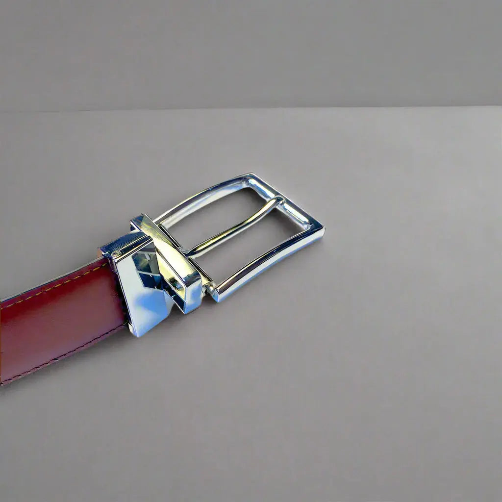 2-in-1 Reversible Leather Belt Chrome Shine Premium - RoyaltyNow