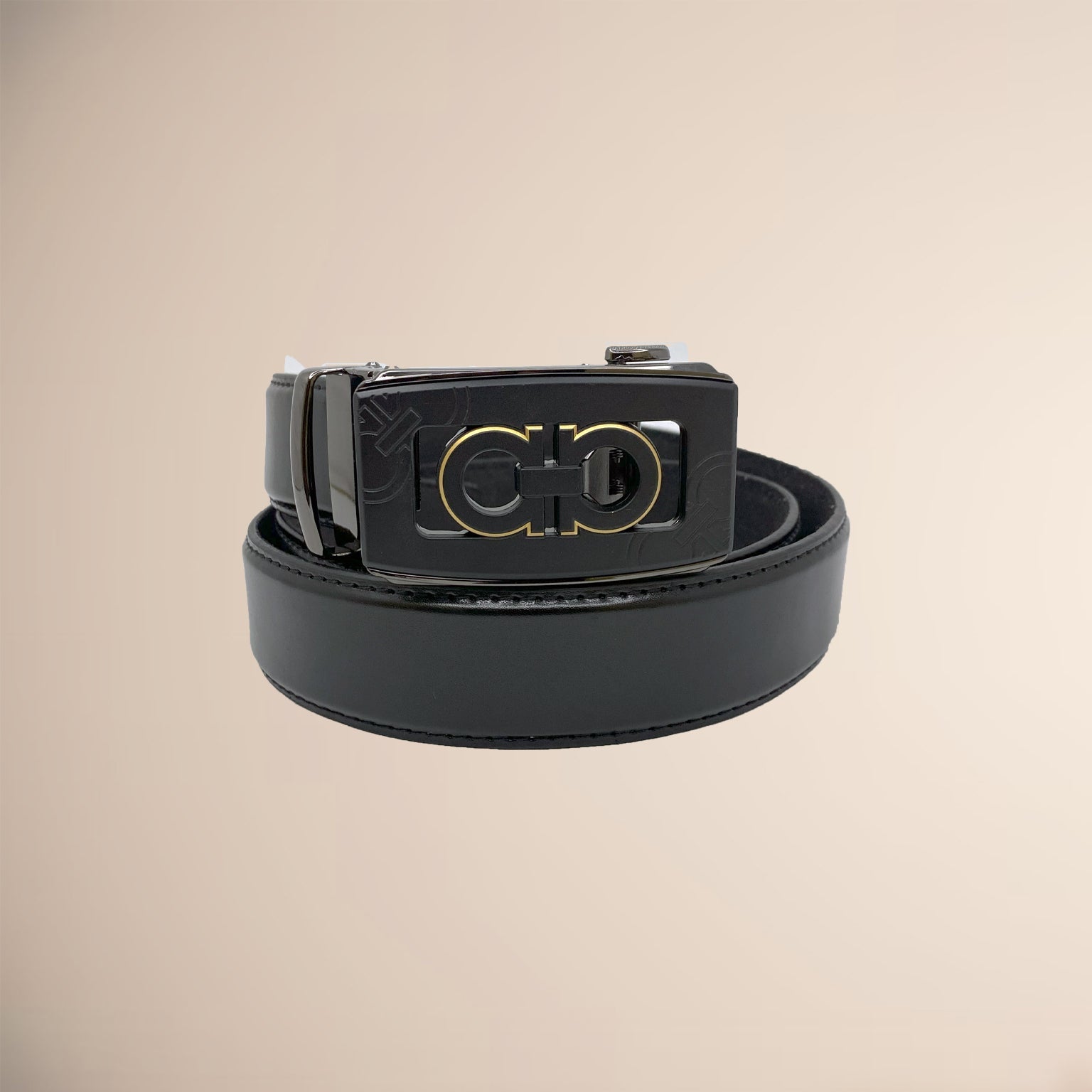 Auto Lock Men's Leather Belt Shine Black RoyaltyNow