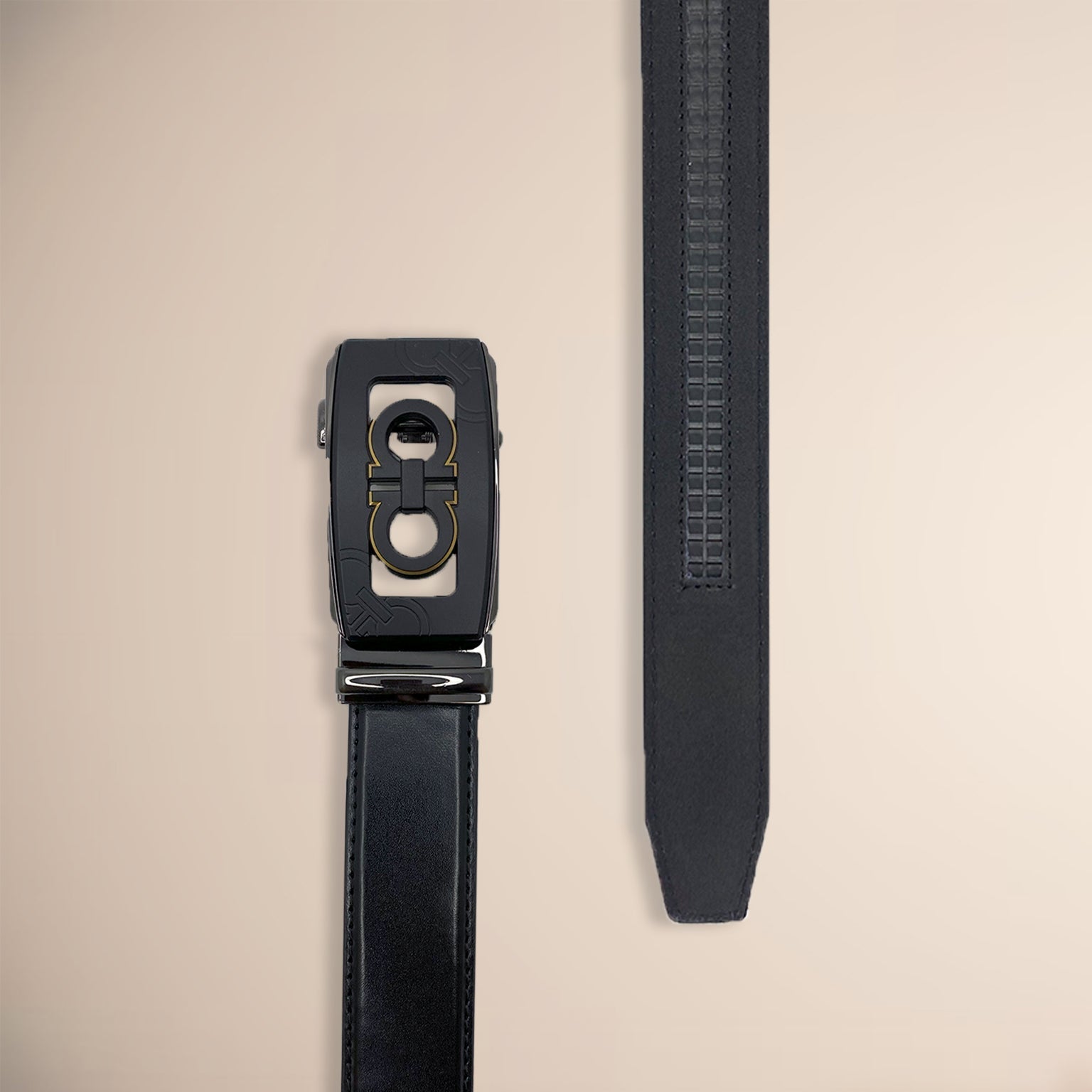 Auto Lock Men's Leather Belt Shine Black RoyaltyNow