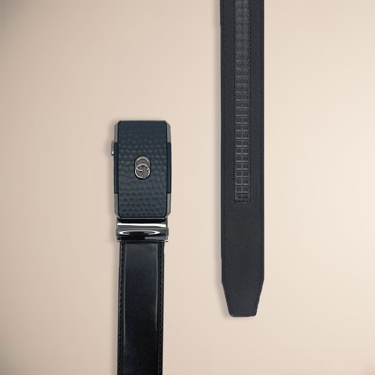 Auto Lock Men's Leather Belt Charm Black RoyaltyNow