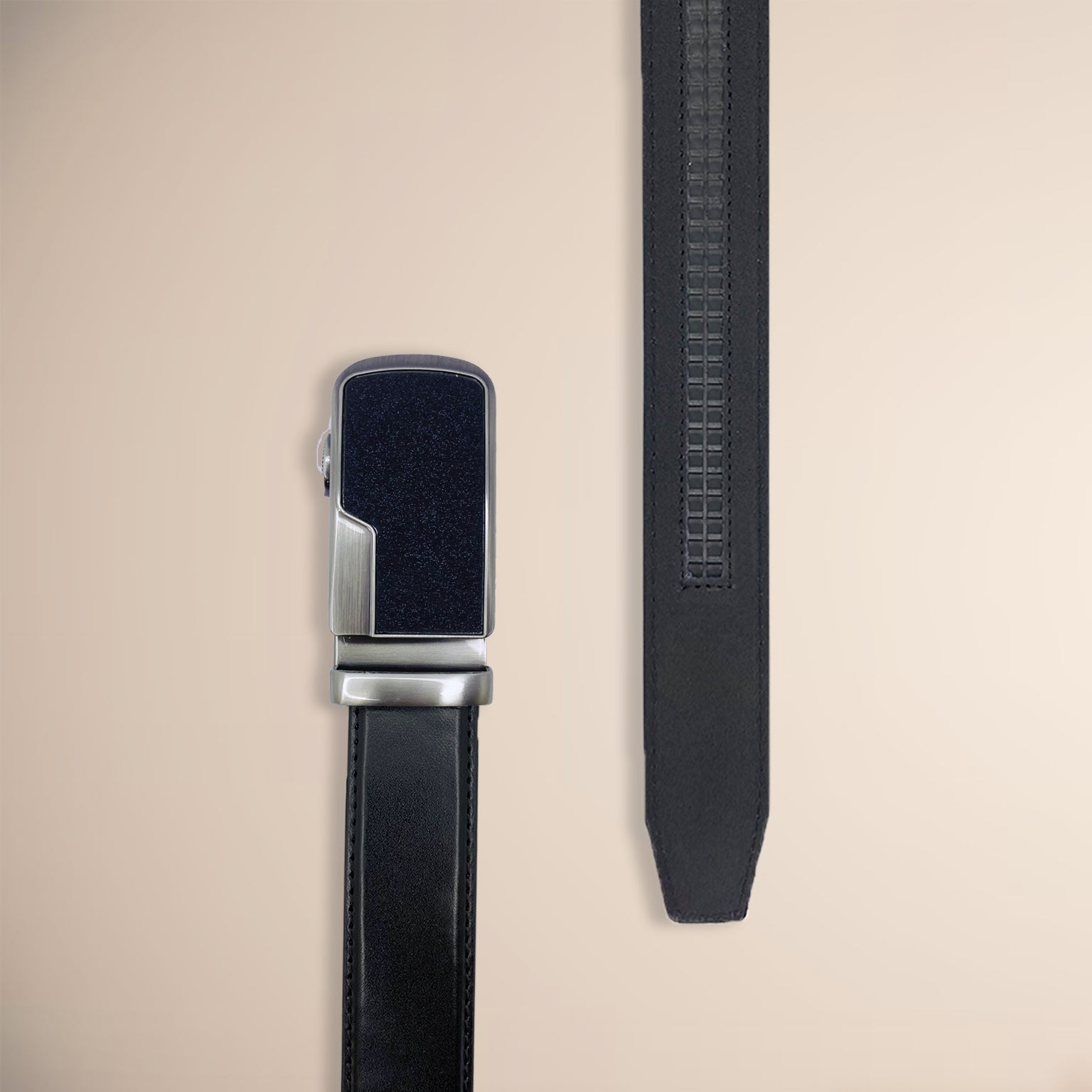 Auto Lock Men's Leather Belt Charm Black RoyaltyNow