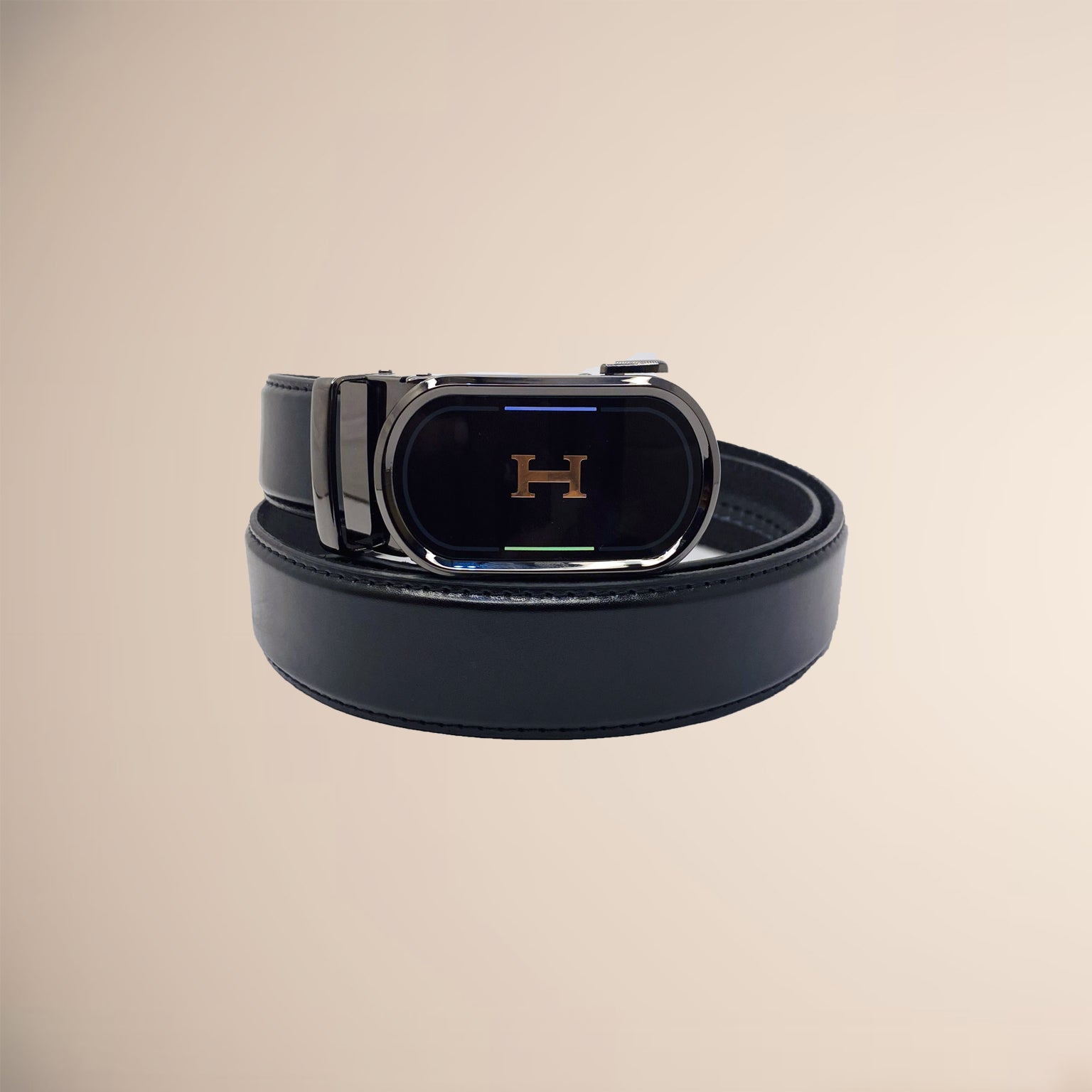 Auto Lock Men's Leather Belt H Black RoyaltyNow
