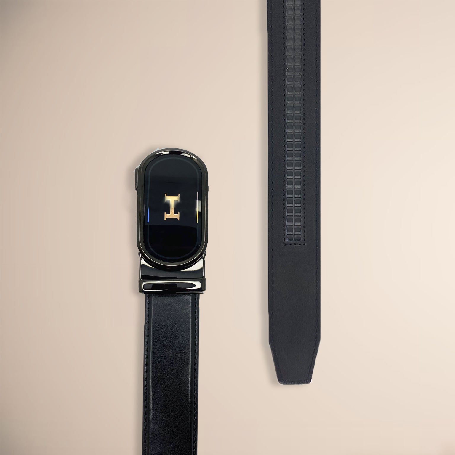 Auto Lock Men's Leather Belt H Black RoyaltyNow